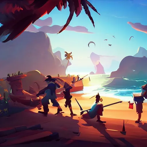 Image similar to painting treasure on sea of thieves game smooth median photoshop filter cutout vector, behance hd by jesper ejsing, by rhads, makoto shinkai and lois van baarle, ilya kuvshinov, rossdraws global illumination