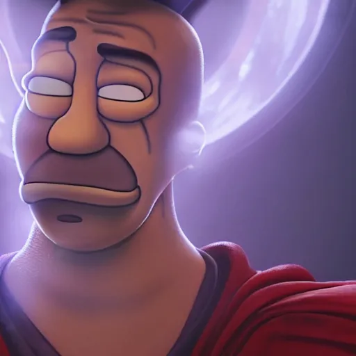 Image similar to A still of Homer Simpson as Dr. Strange. Extremely detailed. Beautiful. 4K. Award winning.