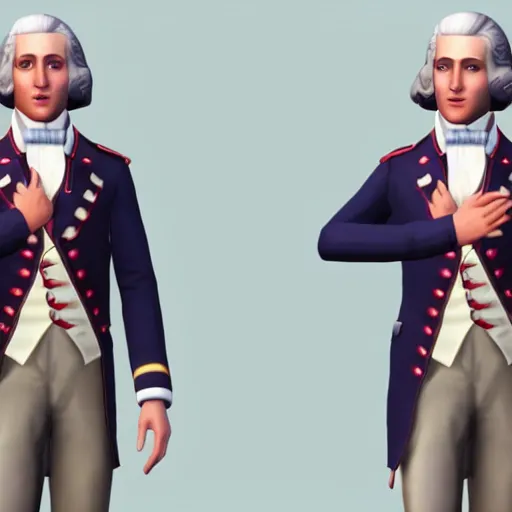Prompt: young george washington in sims 4, character render, full body shot, 4 k, in game render