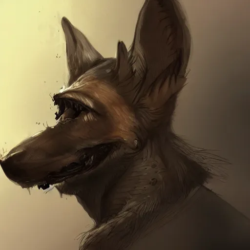 Image similar to a wounded humanoid german shepherd beast - man in military style, sitting on the bed, highly detailed portrait, digital painting, artstation, concept art, smooth, sharp foccus ilustration, artstation