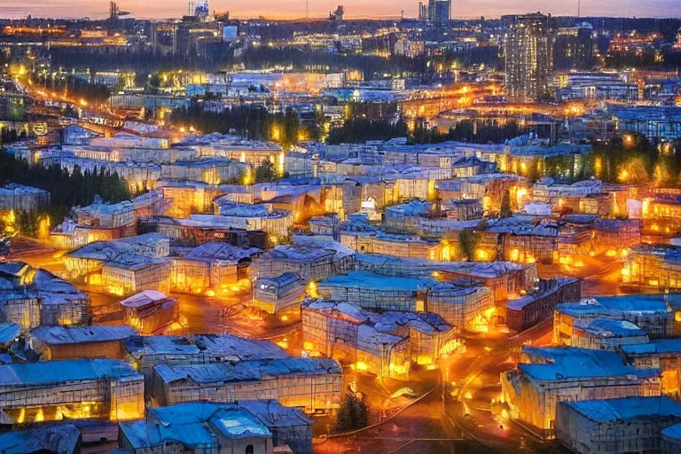 Image similar to a iphone 6 photo of typical russian city yard at evening,