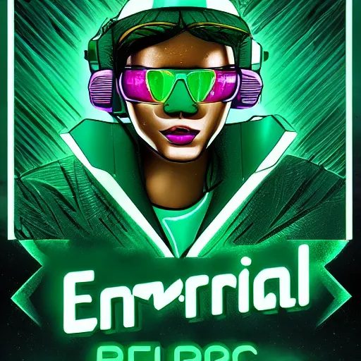 Prompt: emerald, retrowave epic art, trending on art station