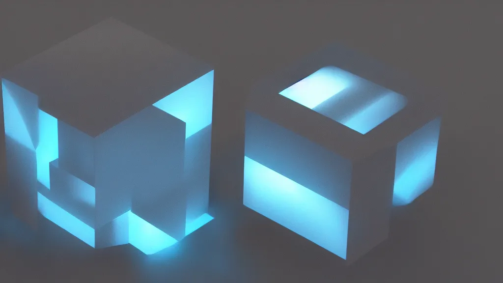 Image similar to a vapor cube, omnidimensional, 8 k, rim lighting, lumen global illumination, opaque, glowing