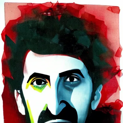 Prompt: Serj Tankian from System of a down by Dave McKean
