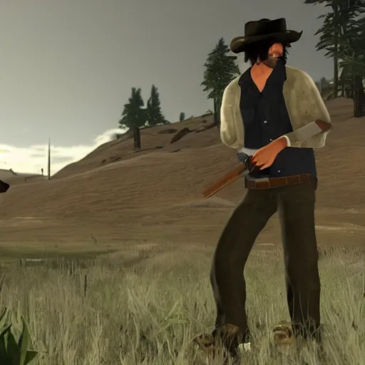 Prompt: john marston smoking!!!!!! weed with cj!!!!!!! in san andreas