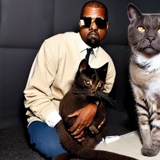 Image similar to kanye west with a cat