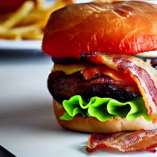 Prompt: bacon wrapped bacon cheeseburger