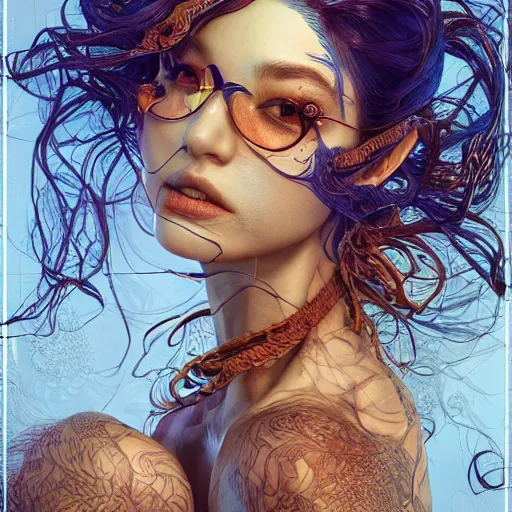 Image similar to the portrait of a blueberry that resembles an absurdly beautiful, graceful, elegant, sophisticated fitness model, an ultrafine hyperdetailed illustration by kim jung gi, irakli nadar, intricate linework, bright colors, octopath traveler, final fantasy, unreal engine 5 highly rendered, global illumination, radiant light, detailed and intricate environment