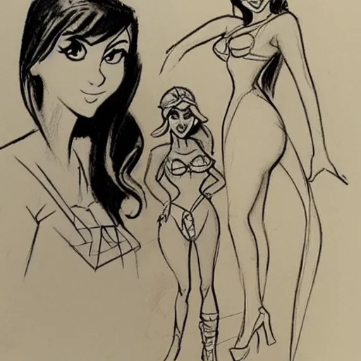 Image similar to milt kahl sketch of victoria justice with kim kardashian body as princess daisy from super mario bros