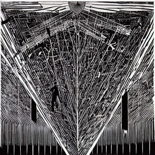 Image similar to You\'ve been dreamin\' Come with me I\'ll help you wake up, radiohead album art cover, by Stanley Donwood