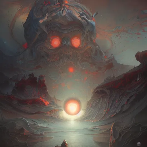 Prompt: a painting of the eyes of the sun by james jean and marc simonetti, dark fantasy art, high detail, trending on artstation