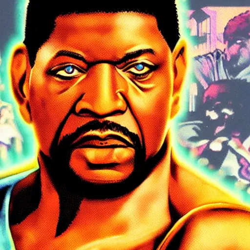 Image similar to portrait of forest whitaker in double dragon video game splash screen