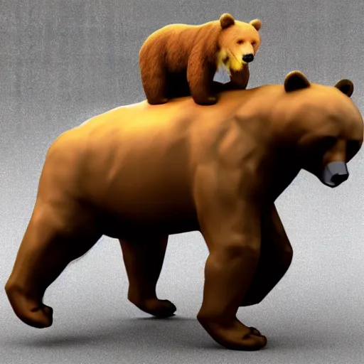 Prompt: 3d render jacob zuma riding a bear