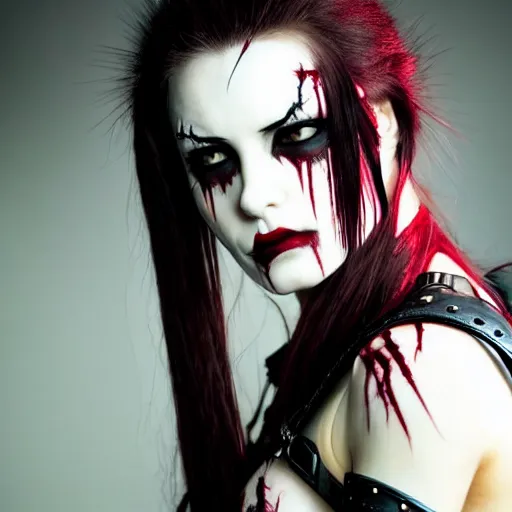 Image similar to photo of a real-life beautiful female vampire warrior, highly detailed