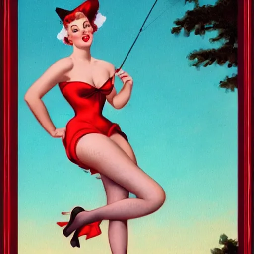 Image similar to an illustration in the style of gil elvgren.