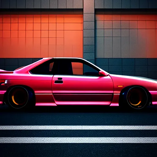 Prompt: a car Nissan Silvia at illegal car meet, Shibuya prefecture, city sunset, cinematic color, photorealistic, highly detailed, 200MM