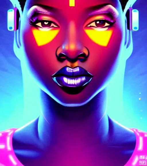 Image similar to symmetry!! african princess of technology, solid cube of light, hard edges, product render retro - futuristic poster scifi, lasers and neon circuits, beautiful dark skin african princess, intricate, elegant, highly detailed, digital painting, artstation, concept art, smooth, sharp focus, illustration, dreamlike, art by artgerm