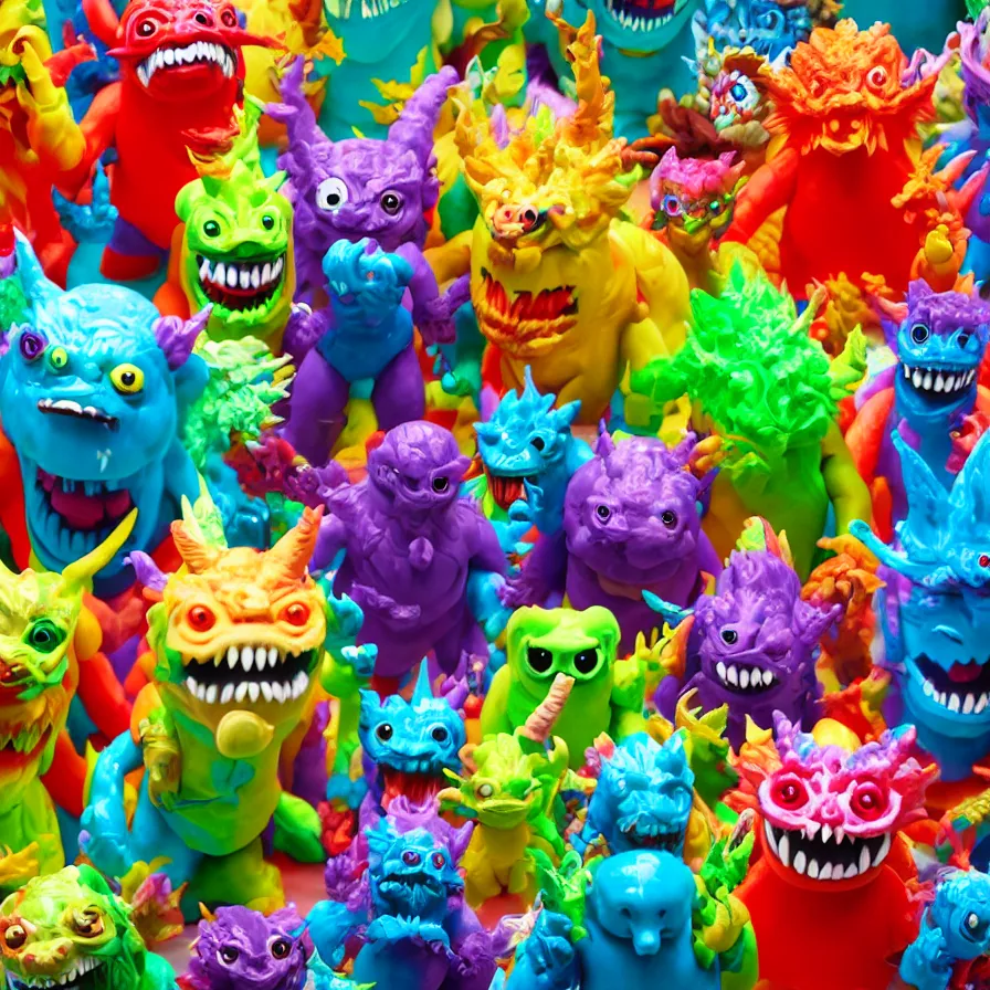 Image similar to 3 d render of a colorful monster kaiju!!! sofubi!!!! soft vinyl toy, promo shots 4 k photography