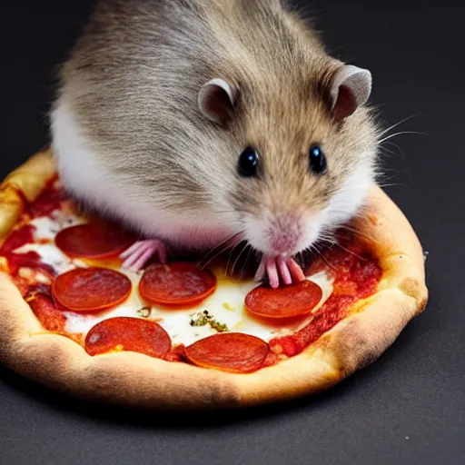 Image similar to hamster eating a pizza