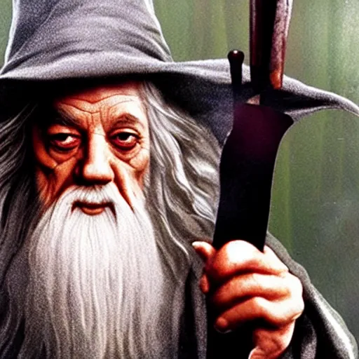 Image similar to gandalf smoking weed with red eyes