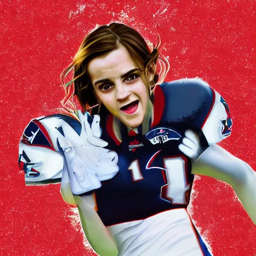 Image similar to emma watson in new england patriots football uniform fanart, digital art