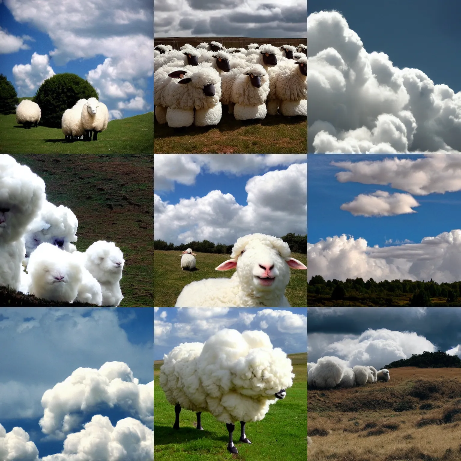 Prompt: fluffy clouds that look like sheep