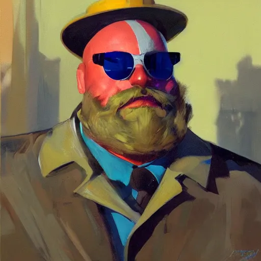 Image similar to greg manchess portrait of doctor ivo robotnik in disco elysium, fantasy, medium shot, asymmetrical, profile picture, organic painting, sunny day, matte painting, bold shapes, hard edges, street art, trending on artstation, by huang guangjian and gil elvgren and sachin teng