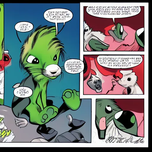 Image similar to Beastboy as a ferret, Comic book art