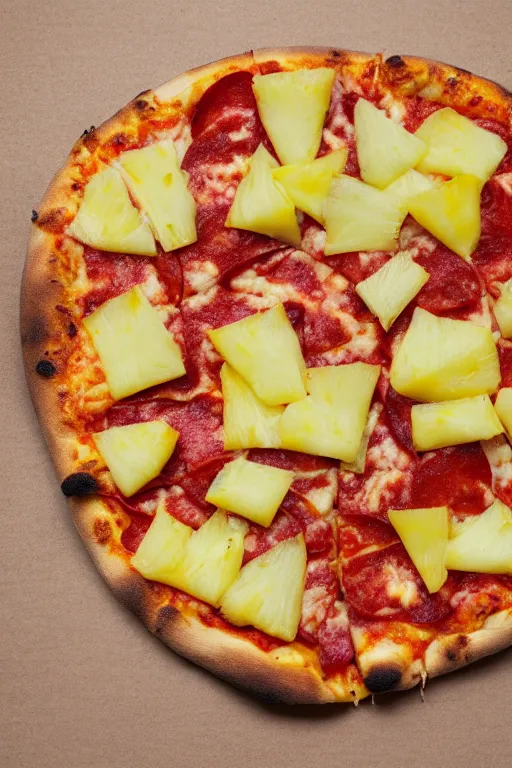 Image similar to pizza covering a pineapple