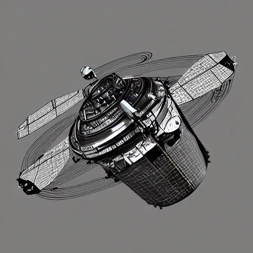 Image similar to detailed spacecraft in the style of chris bjerre