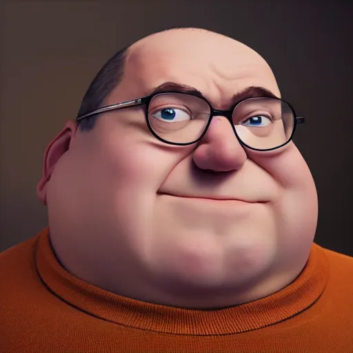 Image similar to hyperrealistic mixed media image of peter griffin from family guy, stunning 3 d render inspired art by istvan sandorfi and greg rutkowski, perfect facial symmetry, realistic, highly detailed attributes and atmosphere, dim volumetric cinematic lighting, 8 k octane extremely hyper - detailed render, post - processing, masterpiece,