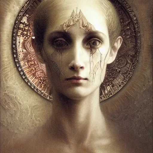 Prompt: detailed portrait of a scifi ghost, interior, filigree ornaments and greek architecture, artstation, bouguereau, beksinski, in africa, cinematic