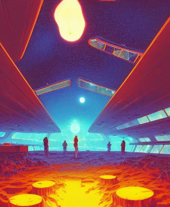 Prompt: simplicity, a massive cabin made out of glass, in the style of a spaceship, milky way, hellscape, hell, fire, brimstone, lava, by dan mumford, yusuke murata, makoto shinkai, ross tran, cinematic, unreal engine, cel shaded, featured on artstation, pixiv