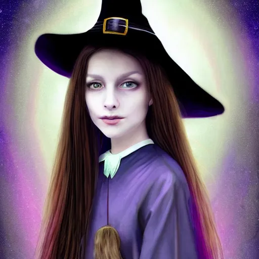 Prompt: a portrait of a beautiful young witch. as the pretty mentally insane young witch inquisitively smirks at you. slender, pretty and stunning young witch with long straight hair wearing an English school uniform, with mental insanity imagines an image of a psychic energetic state of lucid reality. ultra detailed painting at 16K resolution and epic visuals. epically surreally beautiful image. amazing effect, image looks crazily crisp as far as it's visual fidelity goes, absolutely outstanding. vivid clarity. ultra. iridescent. mind-breaking. English school uniform-wearing young witch illustrated as a portrait. mega-beautiful pencil shadowing. beautiful face. blonde hair. sleek eyeglasses. sultry eyes. Ultra High Definition.
