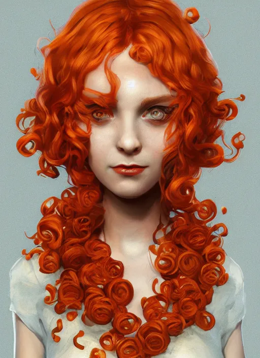 Image similar to biohazard portrait of curly orange hair girl bioshock, au naturel, hyper detailed, digital art, trending in artstation, cinematic lighting, studio quality, smooth render, unreal engine 5 rendered, octane rendered, art style by klimt and nixeu and ian sprigger and wlop and krenz cushart