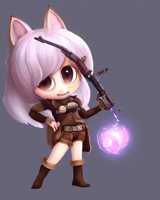 Image similar to female furry mini cute style, highly detailed, rendered, ray - tracing, cgi animated, 3 d demo reel avatar, style of maple story and zootopia, maple story gun girl, fox from league of legends chibi, soft shade, soft lighting