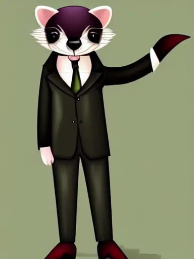 Image similar to beautiful furry art of ferret in a formal suit, high quality, detailed, digital art