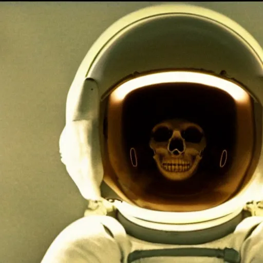 Image similar to glowing skeletal astronaut, 1 9 6 0 s, color bleed, video compression, video glitch, monochrome, akira kurosawa, mamoru oshii, wes anderson, stanley kubrick