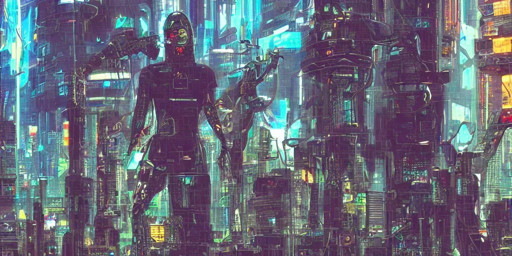 Prompt: god as an cyberpunk futuristic giantic machine