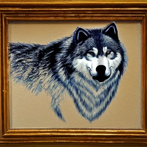 Image similar to very very fat retarded wolf, painting