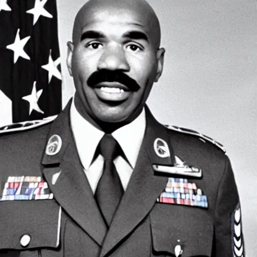 Image similar to Steve Harvey as a soldier in Vietnam, award winning historical photograph
