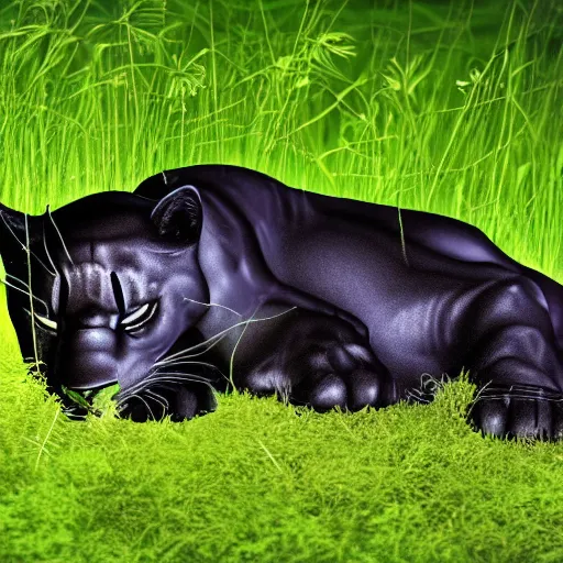 Black Panther Walking In A Grass Field Background, A Picture Of A
