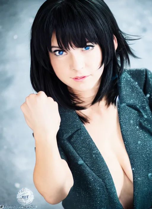 Prompt: A full portrait photo of fubuki one punch man, f/22, 35mm, 2700K, lighting, perfect faces, award winning photography.