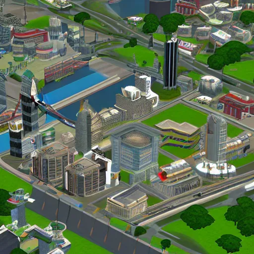 Image similar to isometric view of london in the sims 2 0 0 0 game screenshot