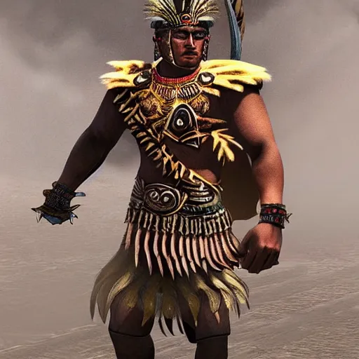 Image similar to aztec warrior mega chad realistic