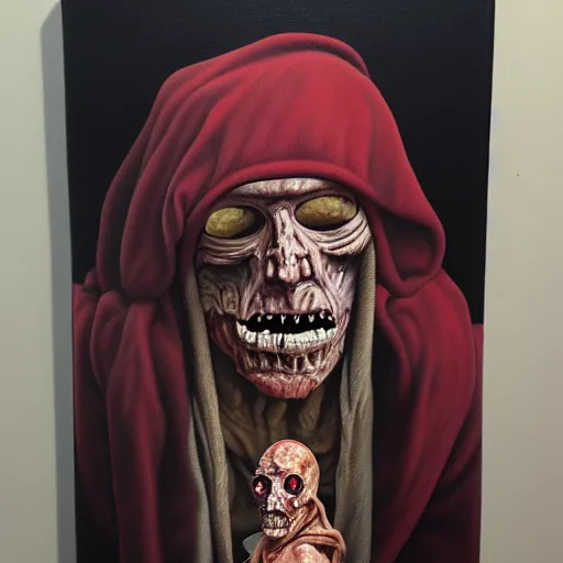 Image similar to leper messiah. by stephen, king hyperrealistic photorealism acrylic on canvas