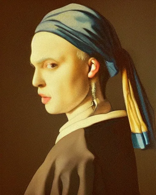 Image similar to “Detailed portrait of Gerard Way by Vermeer, moody lighting”