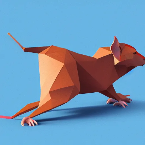 Prompt: low poly diagonally spinning rat