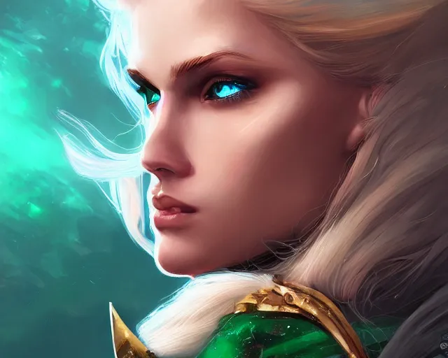 Image similar to A blonde emerald warrior, HD, illustration, epic, fantasy, intricate, elegant, amazing detail, digital painting, artstation, concept art, smooth, sharp focus, illustration, art by Fernando Juarez