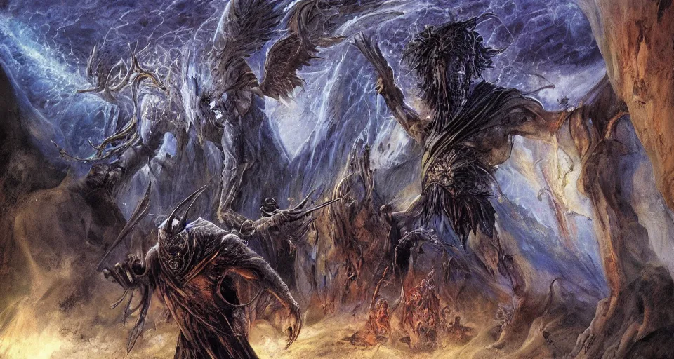 Image similar to concept art of the supernal realm'the primal wild'from the modern supernatural arcane magical thriller tabletop rpg'mage : the awakening ', by david mattingly and alan lee and michael whelan and michael william kaluta and francisco goya. realistic 8 k matte painting with photorealistic hd lighting.